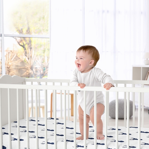 Stag Navy and White Collection 2 Pack Crib Sheets - alt image 2