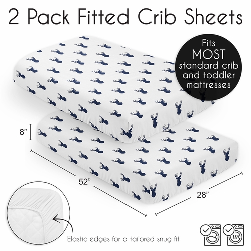 Stag Navy and White Collection 2 Pack Crib Sheets - alt image 5