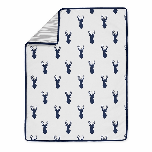 Stag Navy and White Collection 5 Piece Crib Bedding - alt image 2