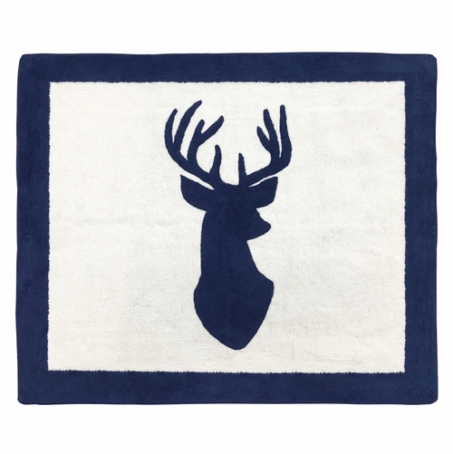 Stag Navy and White Collection Accent Floor Rug