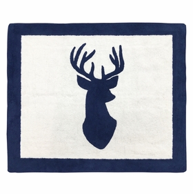 Stag Navy and White Collection Accent Floor Rug