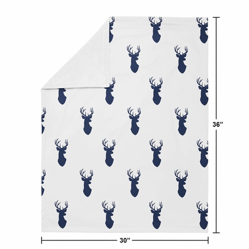 Stag Navy and White Collection Baby Blanket - alt image 3
