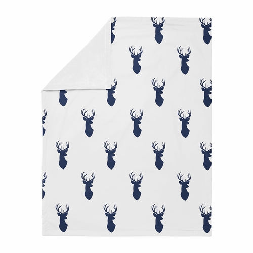 Stag Navy and White Collection Baby Blanket - alt image 1