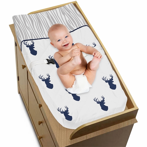 Stag Navy and White Collection Changing Pad Cover - alt image 2