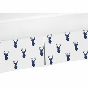 Stag Navy and White Collection Crib Bed Skirt