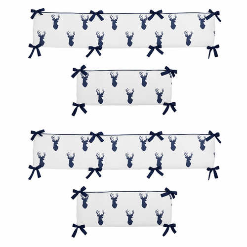 Stag Navy and White Collection Crib Bumper Pad