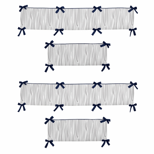 Stag Navy and White Collection Crib Bumper Pad - alt image 1