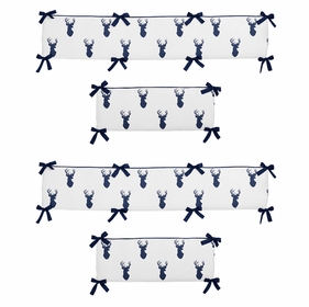 Stag Navy and White Collection Crib Bumper Pad
