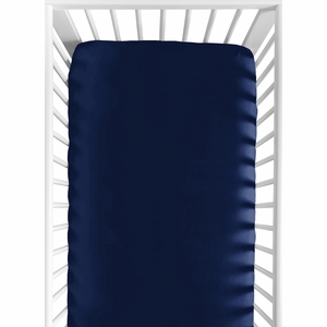 Stag Navy and White Collection Crib Sheet - Navy Blue