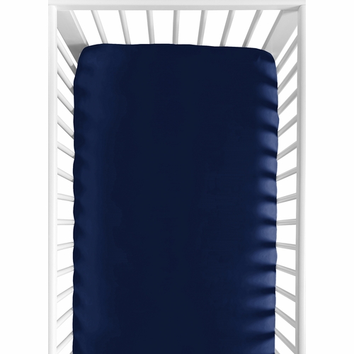 Stag Navy and White Collection Crib Sheet - Navy Blue