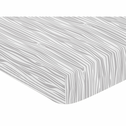 Stag Navy and White Collection Crib Sheet - Wood Grain Print - alt image 2