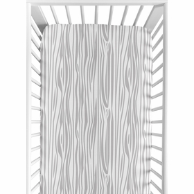 Stag Navy and White Collection Crib Sheet - Wood Grain Print