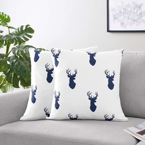 Stag Navy and White Collection Decorative Accent Throw Pillows - Set of 2 - alt image 1