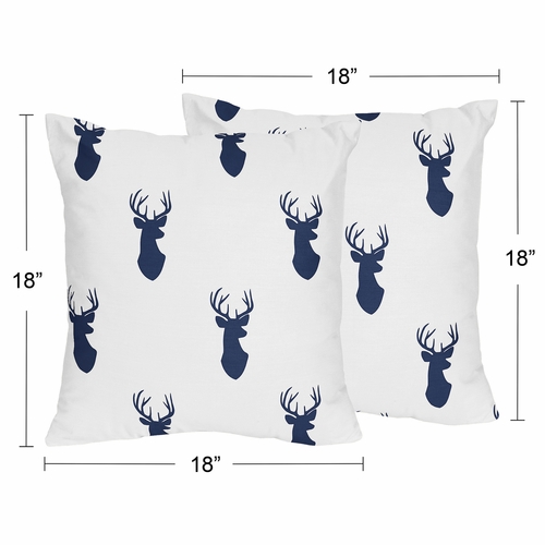 Stag Navy and White Collection Decorative Accent Throw Pillows - Set of 2 - alt image 3