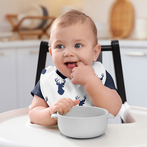 Stag Navy and White Collection Fabric Bandana Baby Bibs - 3 Pack Set - alt image 5