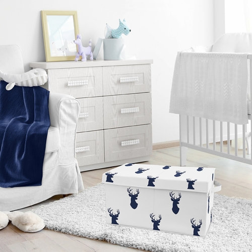 Stag Navy and White Collection Fabric Toy Bin Storage - alt image 3
