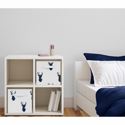 Stag Navy and White Collection Foldable Fabric Storage Bins - Set of 2 - alt image 1