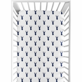 Stag Navy And White Collection Jersey Knit Crib Sheet