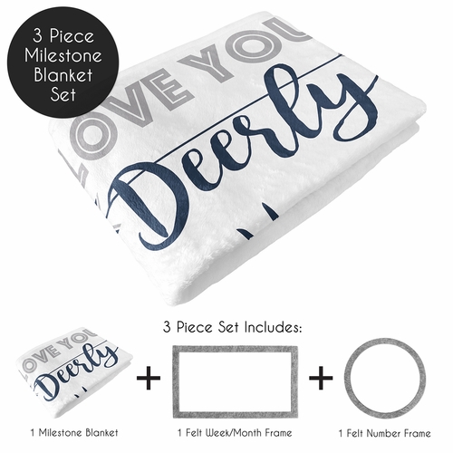 Stag Navy and White Collection Monthly Milestone Baby Blanket - alt image 1