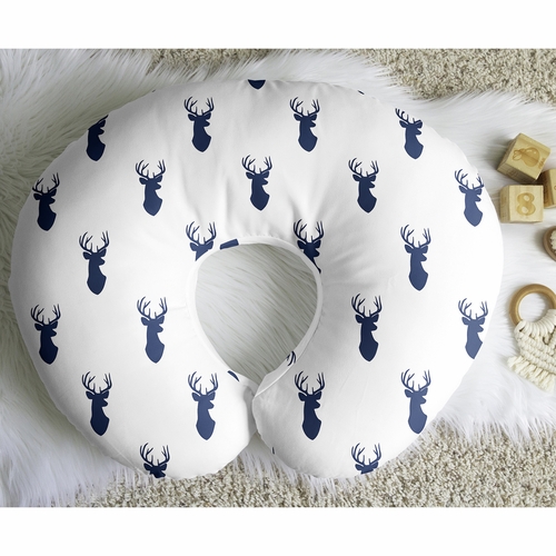 Stag Navy and White Collection Nursing Breastfeeding Pillow Cover - alt image 4