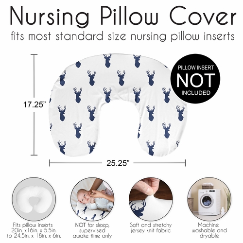 Stag Navy and White Collection Nursing Breastfeeding Pillow Cover - alt image 5