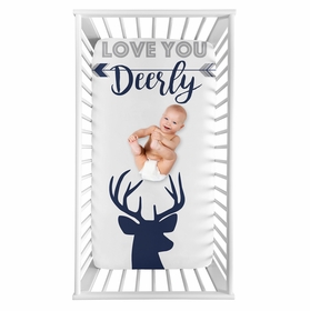 Stag Navy and White Collection Photo Op Crib Sheet