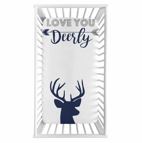 Stag Navy and White Collection Photo Op Crib Sheet - alt image 1