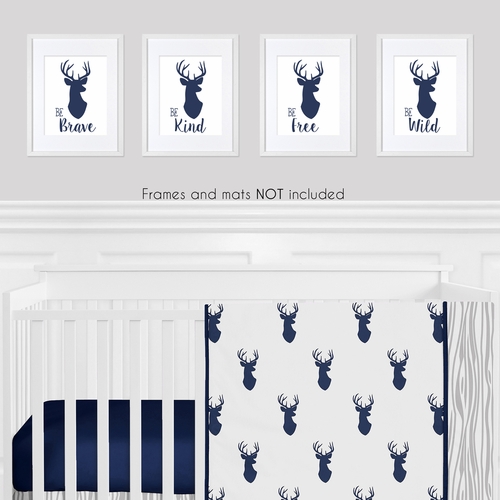 Stag Navy and White Collection Wall Art Prints - Set of 4 - alt image 1