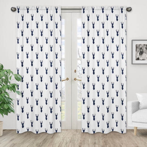 Stag Navy and White Collection Window Panels - Set of 2 - alt image 1