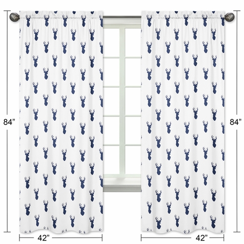Stag Navy and White Collection Window Panels - Set of 2 - alt image 4
