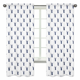 Stag Navy and White Collection Window Panels - Set of 2