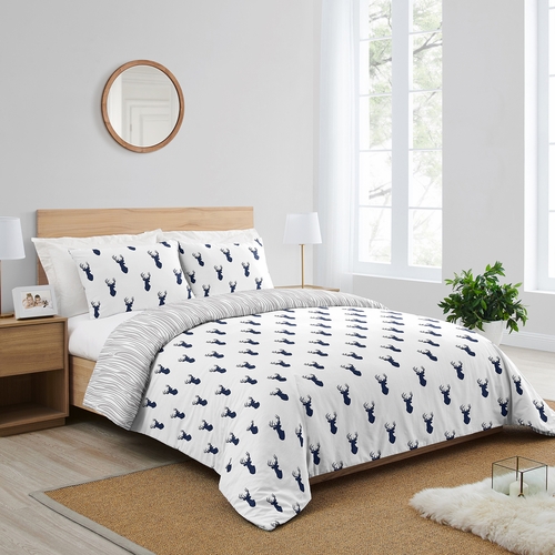Stag Navy and White Full/Queen Bedding Collection - alt image 1