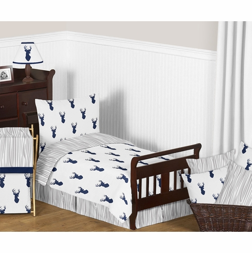 Stag Navy and White Toddler Bedding Collection