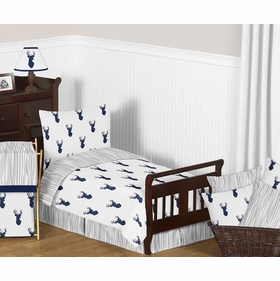 Stag Navy and White Toddler Bedding Collection