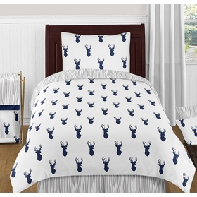 Stag Navy and White Twin Bedding Collection