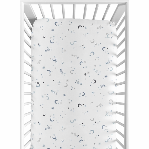 Star and Moons Celestial Black and Gold Collection Crib Sheet