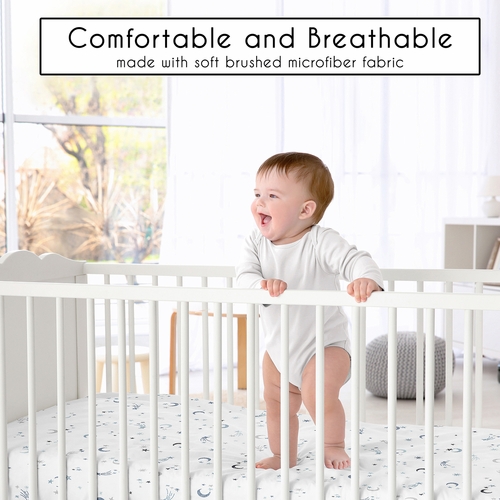 Star and Moons Celestial Black and Gold Collection Crib Sheet - alt image 1