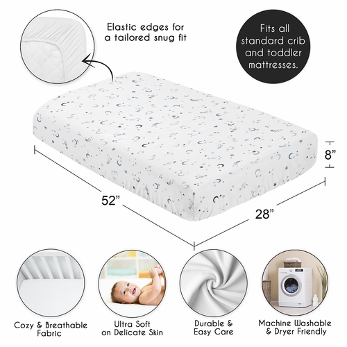 Star and Moons Celestial Black and Gold Collection Crib Sheet - alt image 3