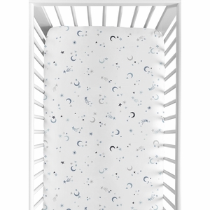 Star and Moons Celestial Black and Gold Collection Crib Sheet