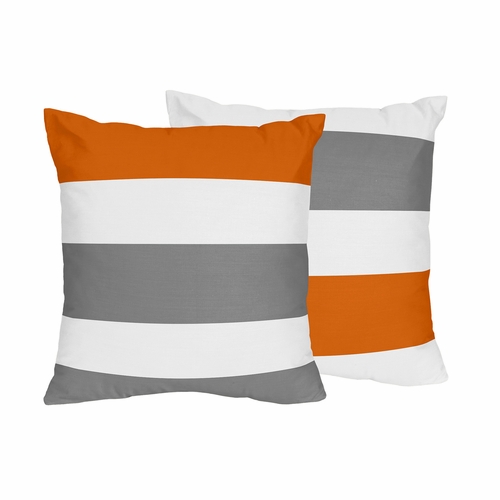 Stripe Gray and Orange Collection Decorative Accent Throw Pillows - Set of 2