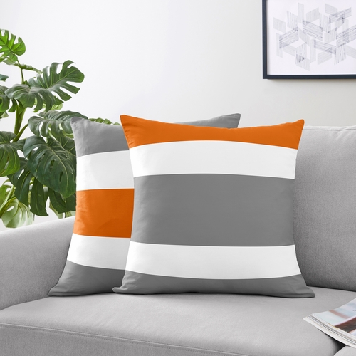 Stripe Gray and Orange Collection Decorative Accent Throw Pillows - Set of 2 - alt image 1