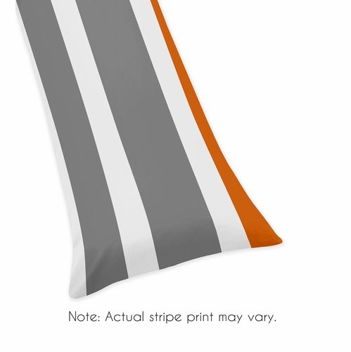 Stripe Gray and Orange Collection Full Length Body Pillow Cover