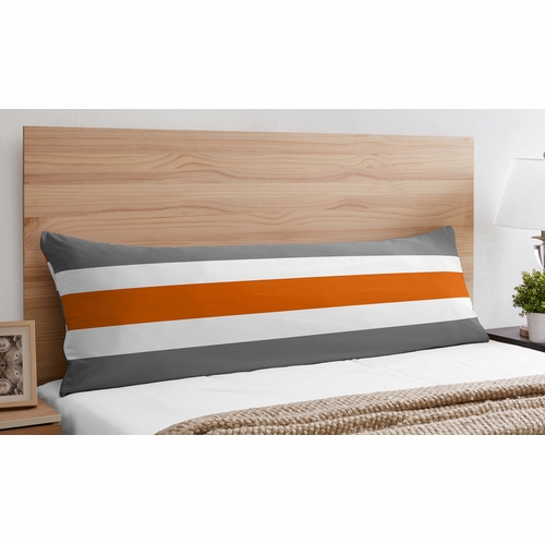 Stripe Gray and Orange Collection Full Length Body Pillow Cover - alt image 1