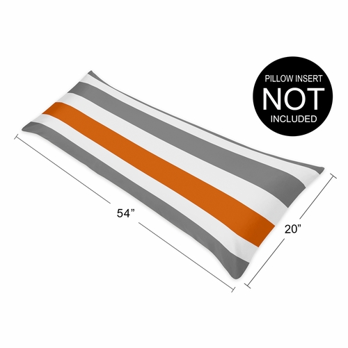 Stripe Gray and Orange Collection Full Length Body Pillow Cover - alt image 3