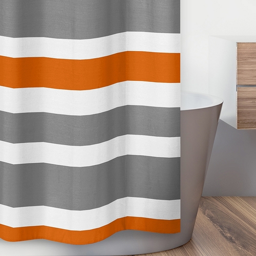 Stripe Gray and Orange Collection Shower Curtain - alt image 2