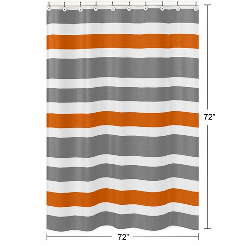 Stripe Gray and Orange Collection Shower Curtain - alt image 4