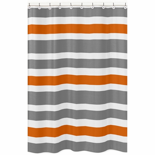 Stripe Gray and Orange Collection Shower Curtain
