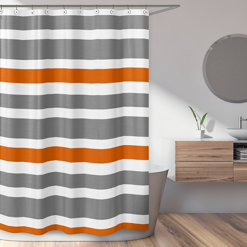 Stripe Gray and Orange Collection Shower Curtain - alt image 1