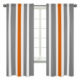 Stripe Gray and Orange Collection Window Panels - Set of 2