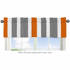 Stripe Gray and Orange Collection Window Valance